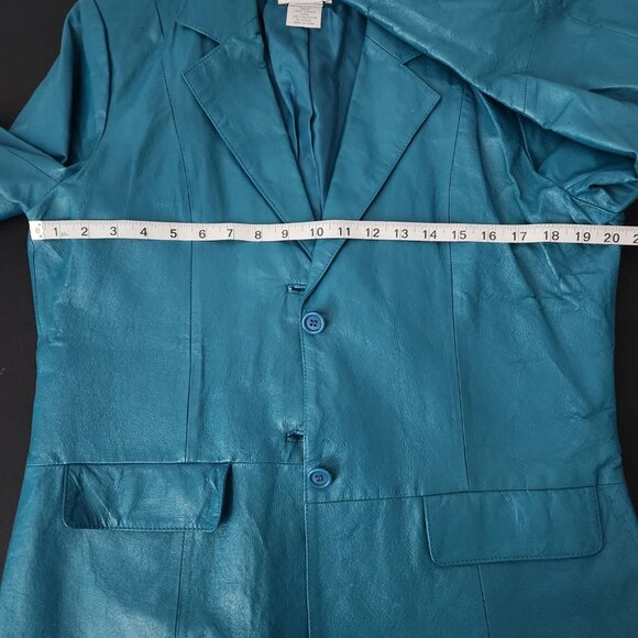 Vintage Chadwick's Women's Teal Leather Jacket Size 12 - Picture 11 of 13